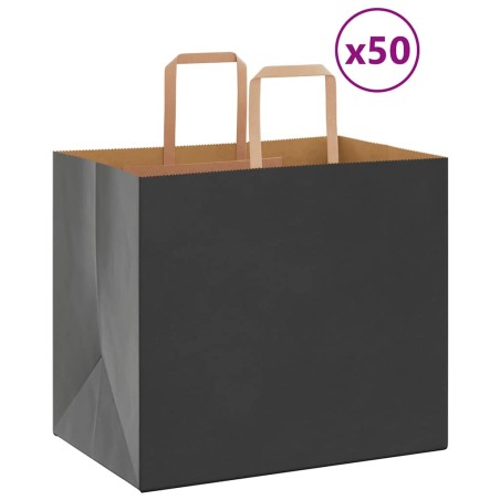 Sacs en papier 50 pcs avec poignées noir 32x22x28 cm 