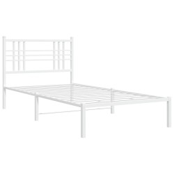 Cadre de lit métal sans matelas et tête de lit blanc 100x200 cm 