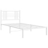Cadre de lit métal sans matelas et tête de lit blanc 100x200 cm 