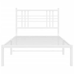 Cadre de lit métal sans matelas et tête de lit blanc 100x200 cm 