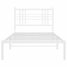 Cadre de lit métal sans matelas et tête de lit blanc 100x200 cm 