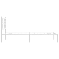 Cadre de lit métal sans matelas et tête de lit blanc 100x200 cm 