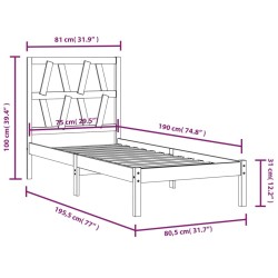 Cadre de lit sans matelas bois massif 