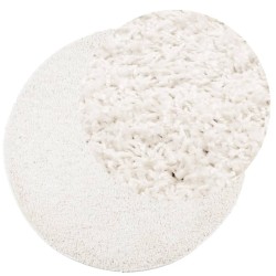 Tapis shaggy PAMPLONA poils longs moderne crème Ø 120 cm 