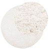 Tapis shaggy PAMPLONA poils longs moderne crème Ø 120 cm 