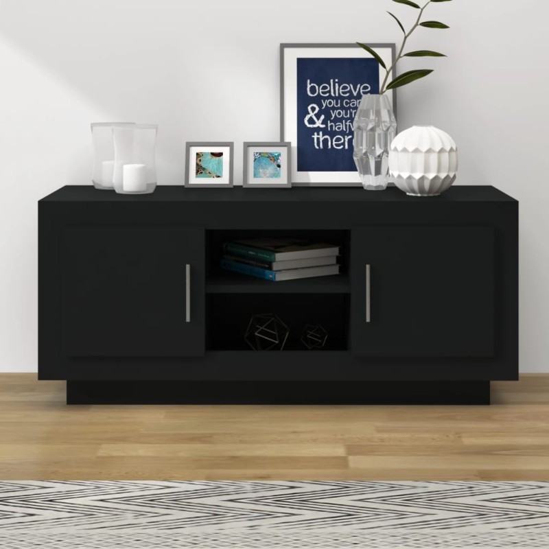 Meuble TV noir 102x35x45 cm bois d'ingénierie Meuble TV noir 102x35x45 cm bois d'ingénierie