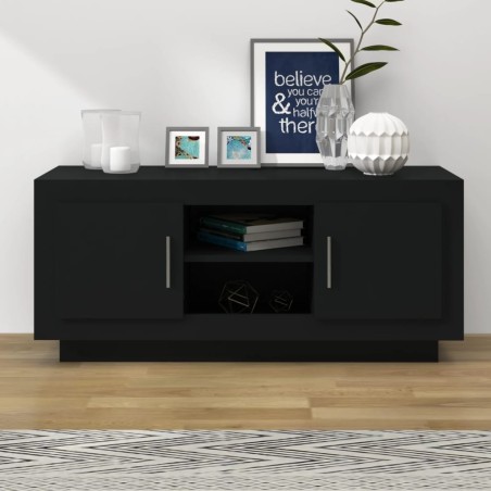 Meuble TV noir 102x35x45 cm bois d'ingénierie 