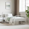 Cadre de lit métal sans matelas et pied de lit blanc 107x203 cm 