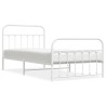 Cadre de lit métal sans matelas et pied de lit blanc 107x203 cm 