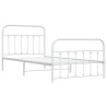 Cadre de lit métal sans matelas et pied de lit blanc 107x203 cm 
