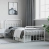 Cadre de lit métal sans matelas et pied de lit blanc 107x203 cm 