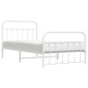 Cadre de lit métal sans matelas et pied de lit blanc 107x203 cm 