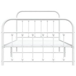 Cadre de lit métal sans matelas et pied de lit blanc 107x203 cm 