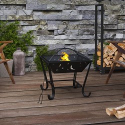 Foyer avec tisonnier 50 cm XXL acier 