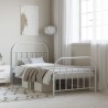 Cadre de lit métal sans matelas et pied de lit blanc 107x203 cm 