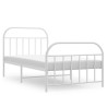Cadre de lit métal sans matelas et pied de lit blanc 107x203 cm 