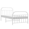 Cadre de lit métal sans matelas et pied de lit blanc 107x203 cm 