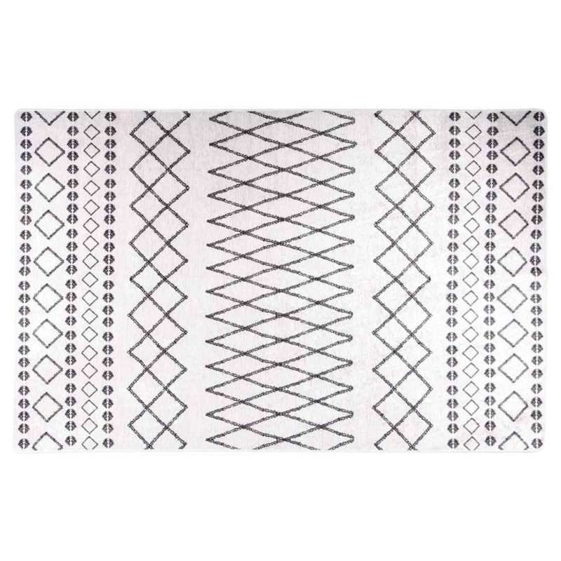 Tapis lavable antidérapant 80x150 cm Noir et blanc 