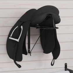 Porte-selle pliable mural noir fer 