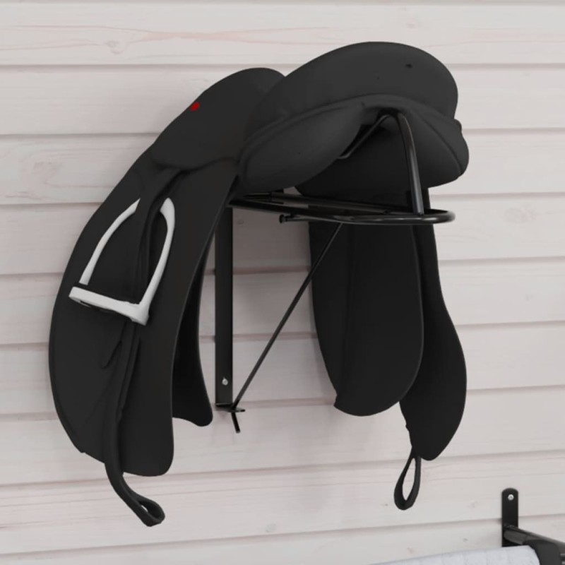 Porte-selle pliable mural noir fer 