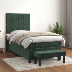 Sommier à lattes de lit et matelas Vert foncé 80x200 cm Velours 