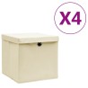 Boîtes de rangement avec couvercles 4 pcs 28x28x28 cm Crème 