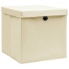 Boîtes de rangement avec couvercles 4 pcs 28x28x28 cm Crème 
