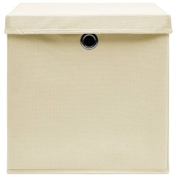 Boîtes de rangement avec couvercles 4 pcs 28x28x28 cm Crème 