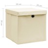 Boîtes de rangement avec couvercles 4 pcs 28x28x28 cm Crème 