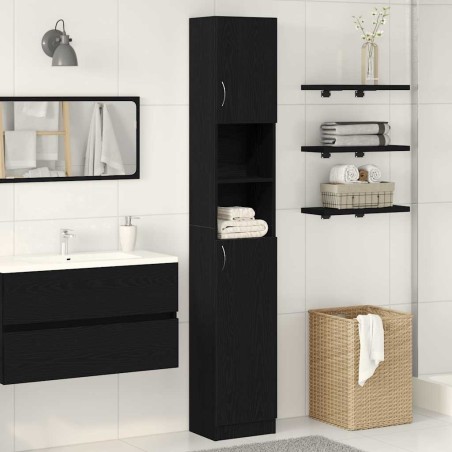 Armoire de salle de bain chêne noir 32x25,5x190 cm 