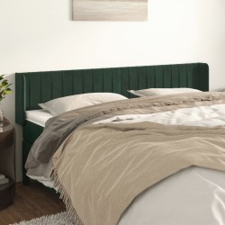 Tête de lit avec oreilles Vert foncé 163x16x78/88 cm Velours 
