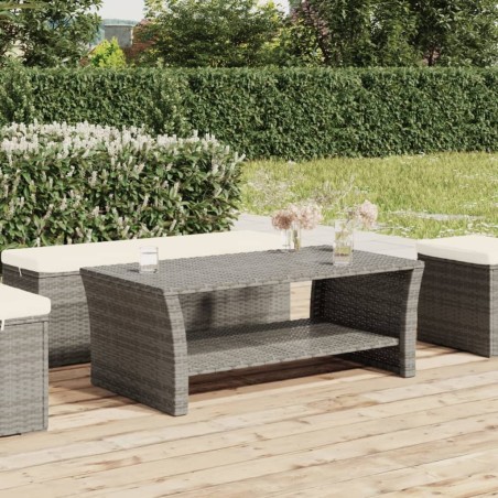 Table basse gris 100x50x40 cm résine tressée 