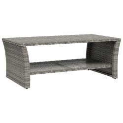 Table basse gris 100x50x40 cm résine tressée 