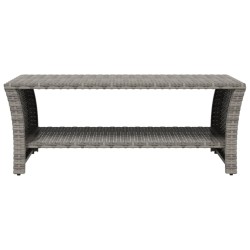 Table basse gris 100x50x40 cm résine tressée 