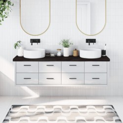 Comptoir de salle de bain marron foncé bois massif traité 