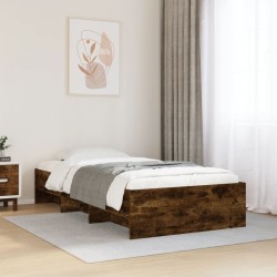 Cadre de lit sans matelas chêne fumé 75x190cm bois d'ingénierie 