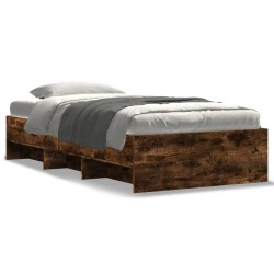 Cadre de lit sans matelas chêne fumé 75x190cm bois d'ingénierie 