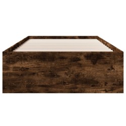 Cadre de lit sans matelas chêne fumé 75x190cm bois d'ingénierie 