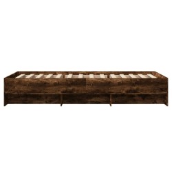 Cadre de lit sans matelas chêne fumé 75x190cm bois d'ingénierie 