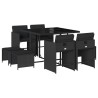 Ensemble à manger de jardin 9pcs coussins noir résine tressée 