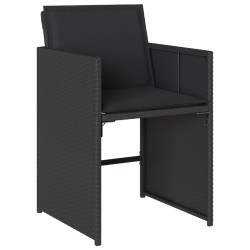 Ensemble à manger de jardin 9pcs coussins noir résine tressée 