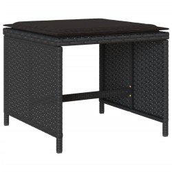 Ensemble à manger de jardin 9pcs coussins noir résine tressée 