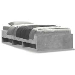 Cadre de lit sans matelas gris béton 75x190cm bois d'ingénierie 