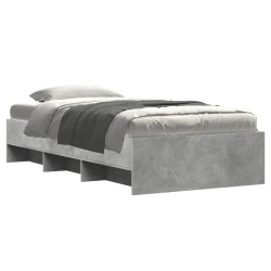 Cadre de lit sans matelas gris béton 75x190cm bois d'ingénierie 