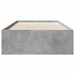 Cadre de lit sans matelas gris béton 75x190cm bois d'ingénierie 