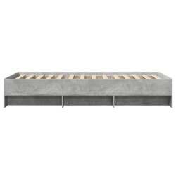 Cadre de lit sans matelas gris béton 75x190cm bois d'ingénierie 