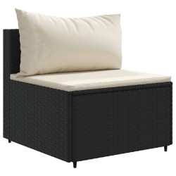 Salon de jardin 5 pcs avec coussins Noir Résine tressée 