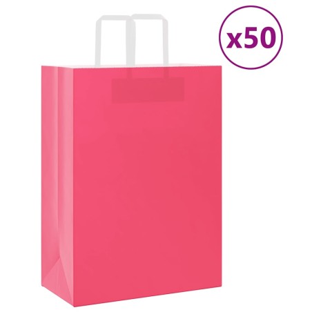 Sacs en papier 50 pcs avec poignées rose 32x17x44 cm 