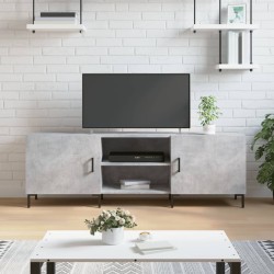 Meuble TV gris béton 150x30x50 cm bois d'ingénierie 