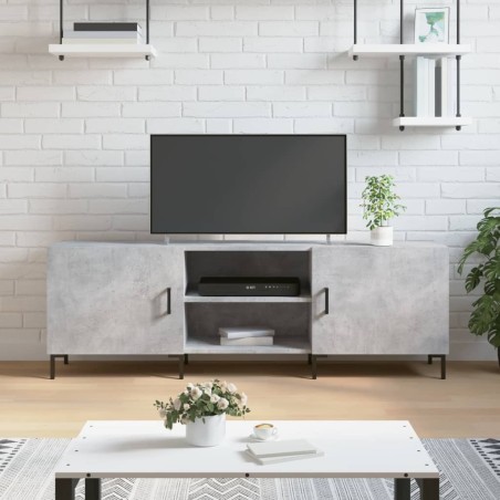 Meuble TV gris béton 150x30x50 cm bois d'ingénierie 